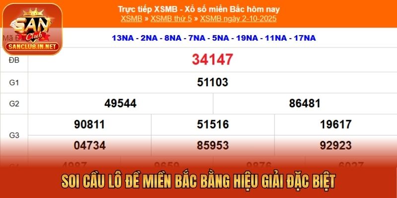 Soi cầu lô đề miền Bắc bằng hiệu giải đặc biệt